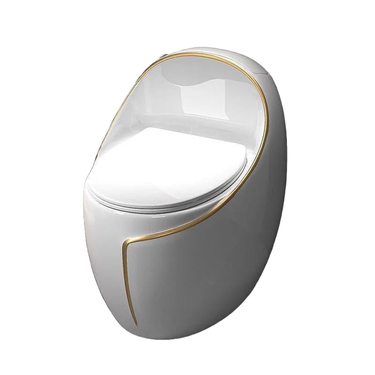 LuxLift S/P-Trap Designer One-Piece Toilet Dual Jet Flush White & Gold WELS 4 Star 3/6L