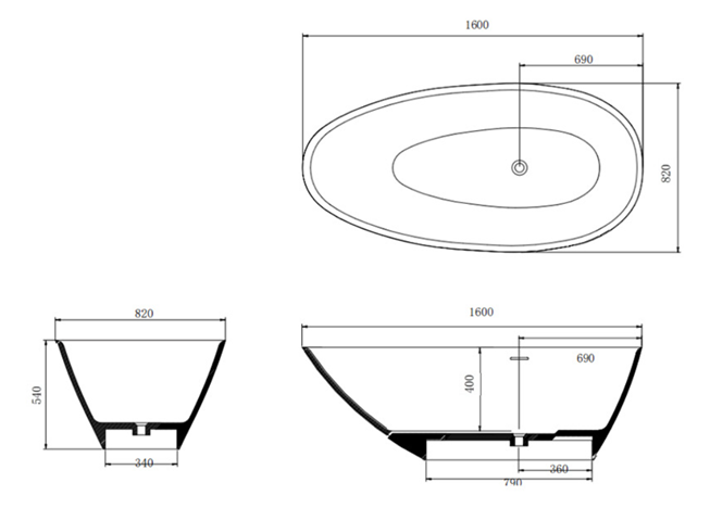 Asymmetric Solid Surface Freestanding Bath Matte White