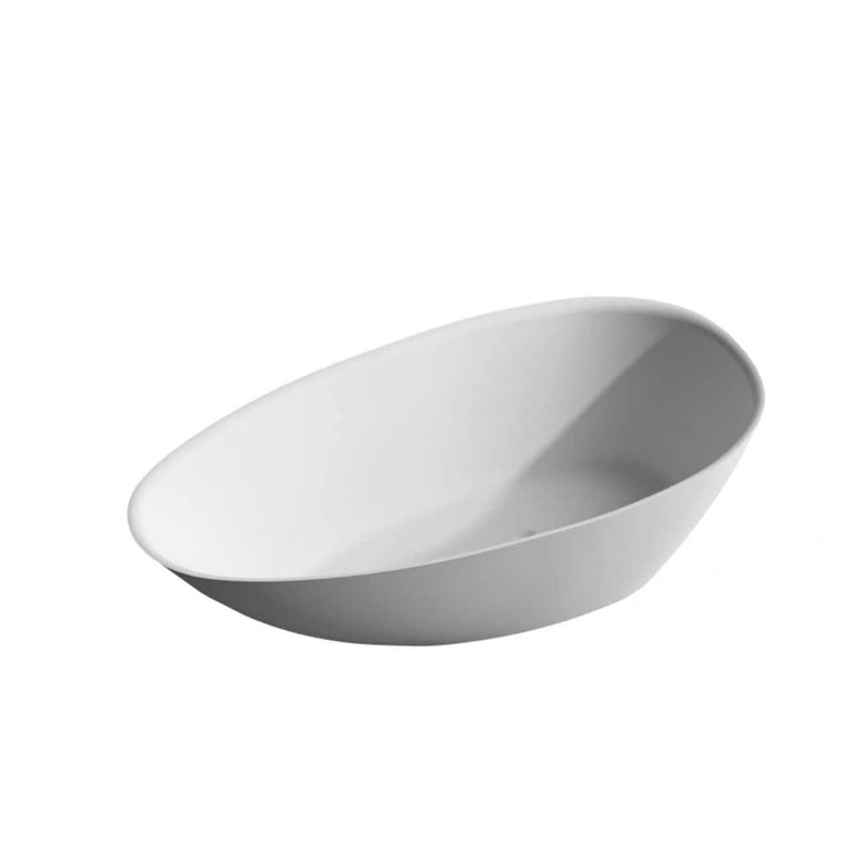 Asymmetric Solid Surface Freestanding Bath Matte White