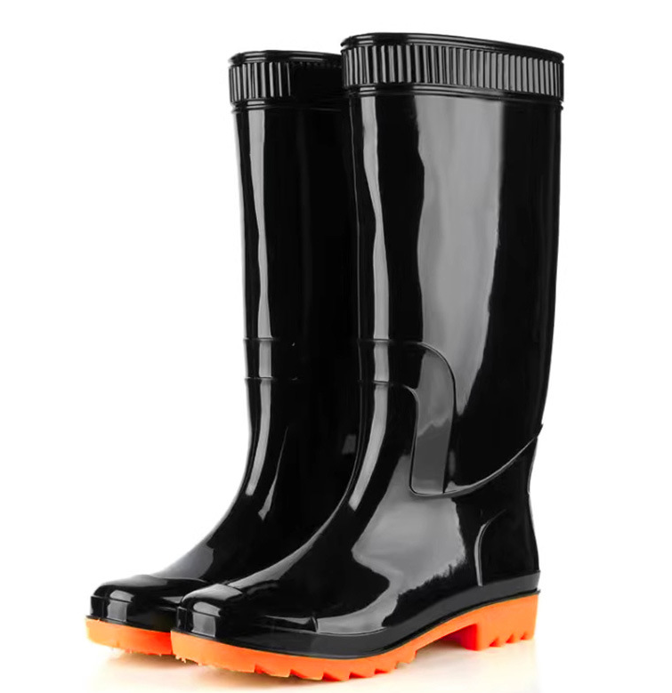 Heavy Duty PVC Safety Gumboots Black with Orange Sole