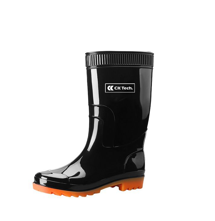 Heavy Duty PVC Safety Gumboots Black with Orange Sole
