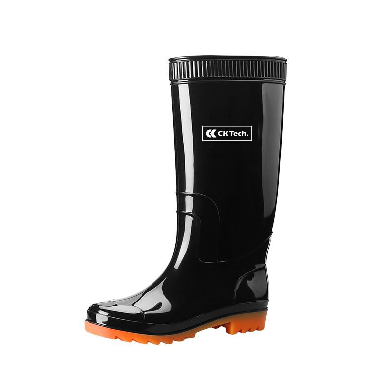 Heavy Duty PVC Safety Gumboots Black with Orange Sole