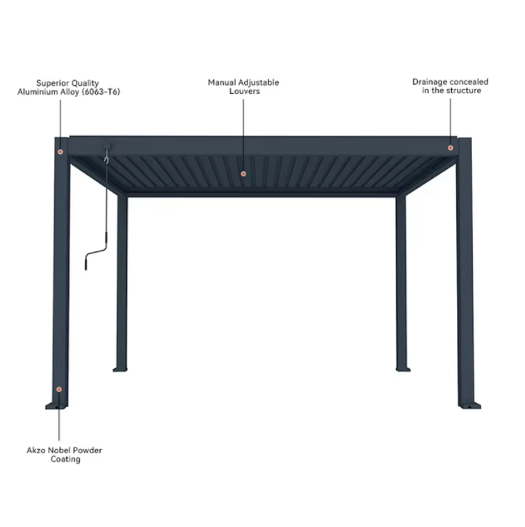 Pegasus 3m x 4m Louvre Semi Permanent Gazebo