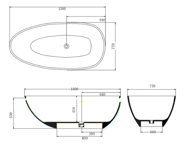 Round-Edge Solid Surface Freestanding Bath Matte White