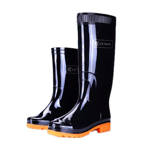 Heavy Duty PVC Safety Gumboots Black with Orange Sole